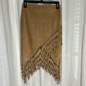 Express Suede Fringe Skirt